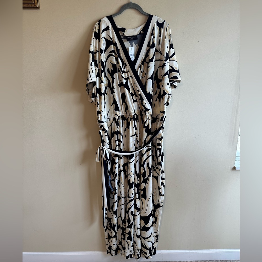 Lane Bryant Floral Black and Cream Jumpsuit